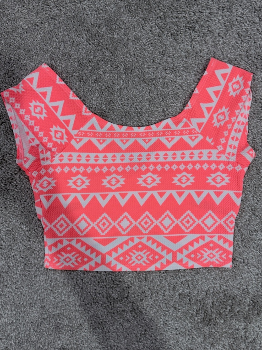 Women's Coral Aztec Crop Top